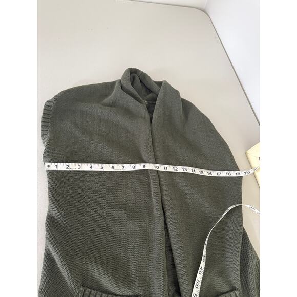 Vtg Eddie Bauer Olive Green Linen Cotton Short-sleeve Open Cardigan Sweater M - Picture 5 of 6